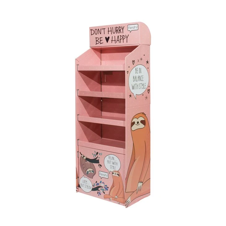 Stondin Arddangos Llawr Pinc Ar gyfer Cosmetig